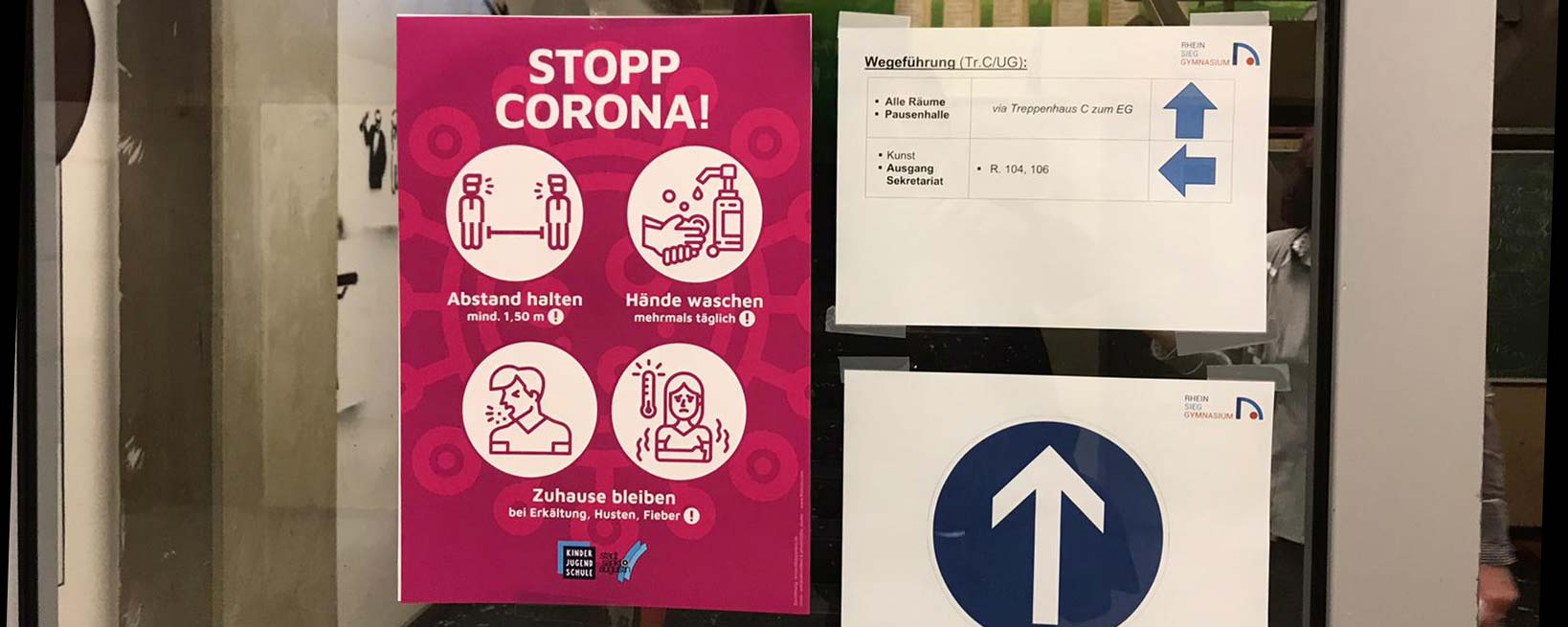 Plakat Corona Hygienemassnahmen mit Icons für AHA-Regeln